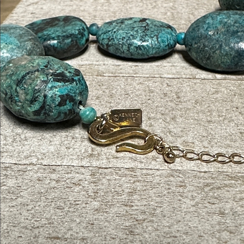 Kenneth Jay Lane euc vintage chunky turquoise crystal rock gemstone necklace - Picture 6 of 8